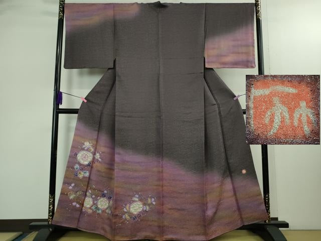 平和屋本店●極上 二代目 久保田一竹 幻の辻が花 訪問着 暈し染め 金通し地 京都きもの友禅 証明書付き 逸品 未使用 DZAA4624kh6