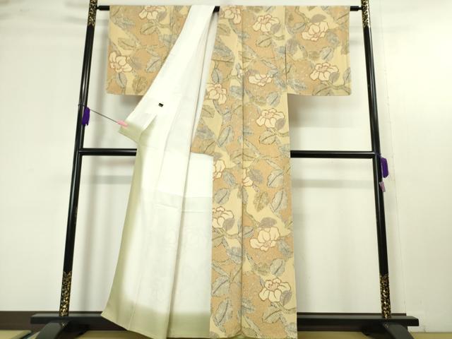 平和屋本店■極上 摺型友禅 京都 多ち花 小紋 枝花文 鬼しぼ縮緬 逸品 未使用 DZAA4645kh5