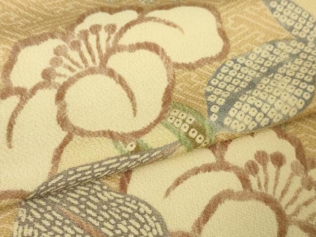平和屋本店■極上 摺型友禅 京都 多ち花 小紋 枝花文 鬼しぼ縮緬 逸品 未使用 DZAA4645kh5
