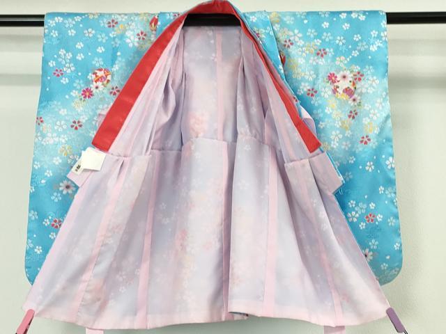 平和屋本店■極上 子供 七五三 女の子 3歳 祝着・襦袢(半衿刺繍)・被布 3点セット 毬花鳥文 金彩 洗える着物 逸品 DZAA4673kh5