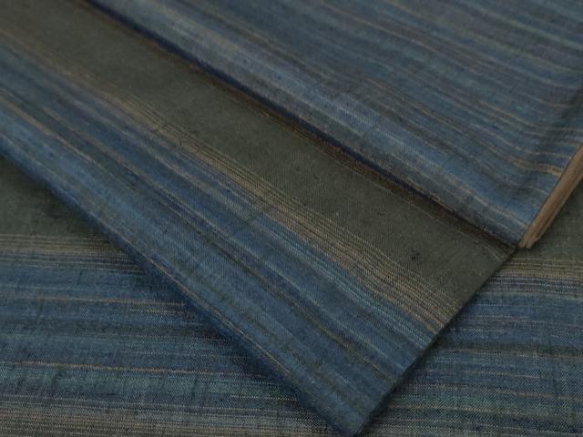 平和屋本店●希少 郡上紬 草木染 訪問着 横段文 高島屋扱い 逸品 DZAA4687kh5