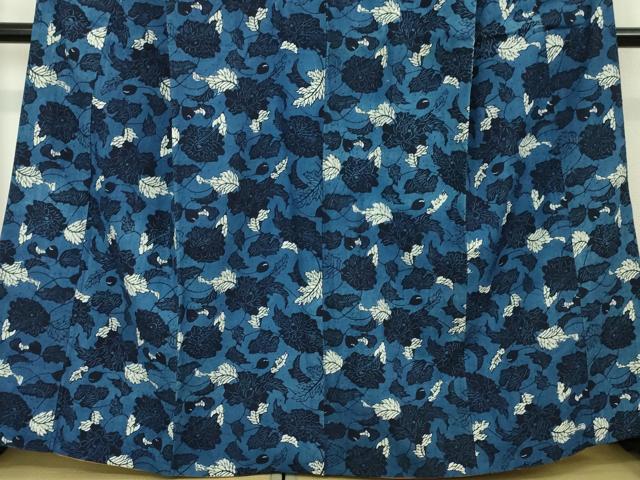 平和屋本店●極上 浦野理一 型染 経節紬 花唐草文 逸品 DZAA4689kh5
