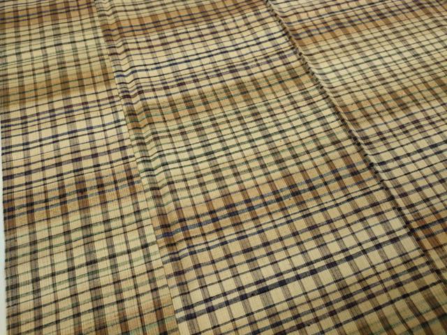 平和屋本店■極上 真綿紬 格子 鈴乃屋扱い 逸品 未使用 DZAA4690kh5