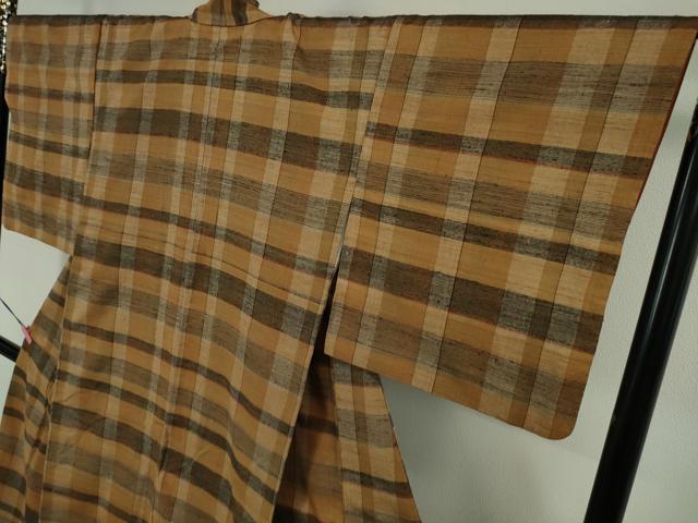 平和屋本店●極上 郡上紬 草木染 格子 逸品 DZAA4710kh5