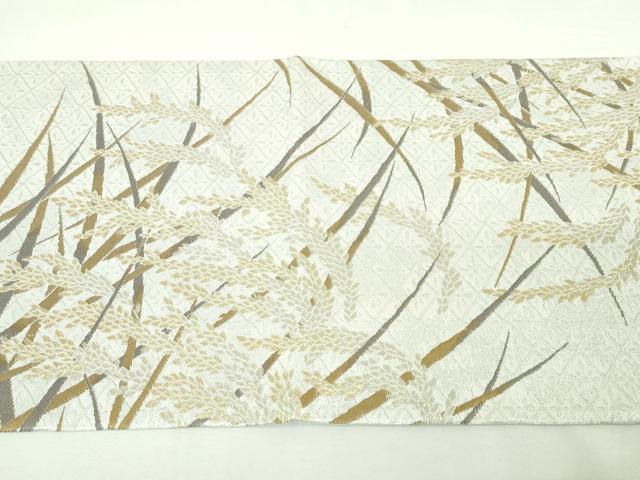 平和屋本店■極上 本加賀友禅作家 木村雨山画 染色工芸作家 吉田芳彩 六通柄袋帯 朝霧香稲穂 金銀糸 共箱付き 逸品 未使用 DZAA4749kh5