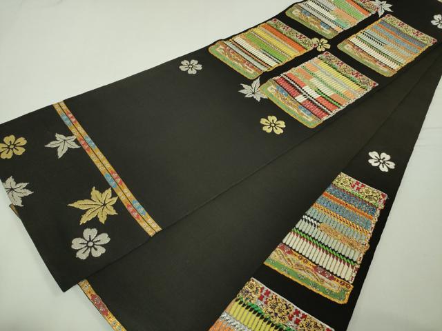 平和屋本店●最高級 龍村平蔵製 六通柄 本袋帯 威毛錦 黒地 金銀糸 逸品 DZAA4769kh5