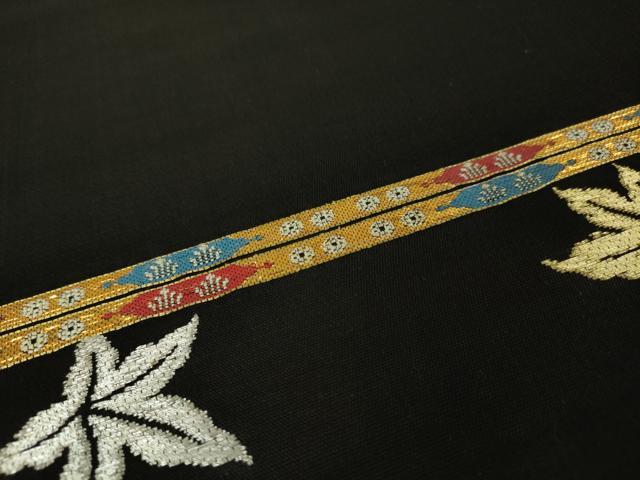 平和屋本店●最高級 龍村平蔵製 六通柄 本袋帯 威毛錦 黒地 金銀糸 逸品 DZAA4769kh5