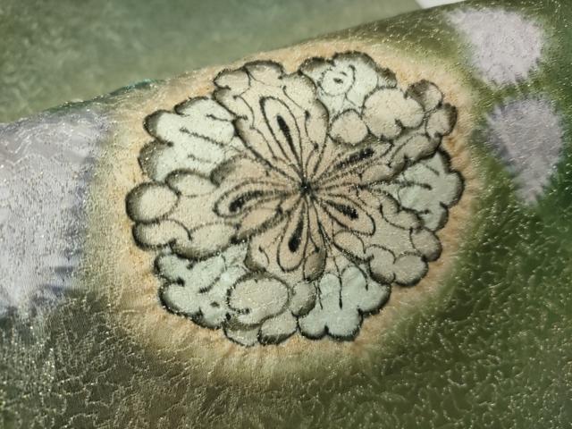 平和屋本店●極上 久保田一竹 幻の辻が花 太鼓柄袋帯 辻が花 絞り 銀通し地 逸品 未使用 DZAA4774kh5