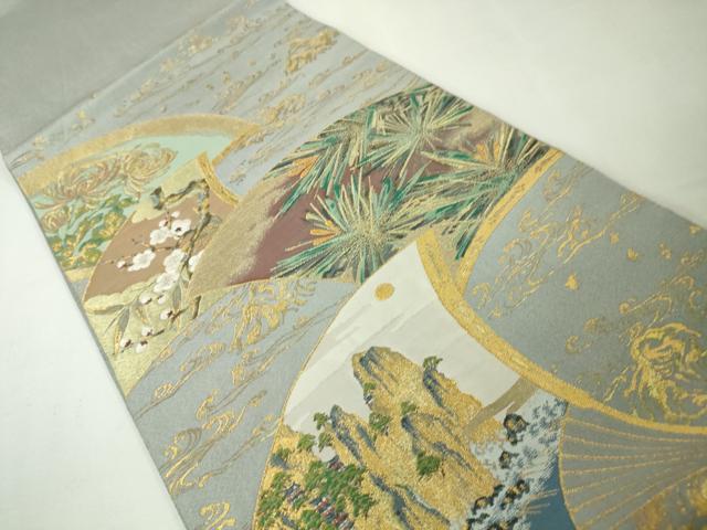 平和屋本店■極上 西陣 川島織物 六通柄 本袋帯 本極錦 扇面吉祥花文 乱菊 本金 証紙付き 逸品 DZAA4815kh5