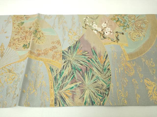 平和屋本店■極上 西陣 川島織物 六通柄 本袋帯 本極錦 扇面吉祥花文 乱菊 本金 証紙付き 逸品 DZAA4815kh5