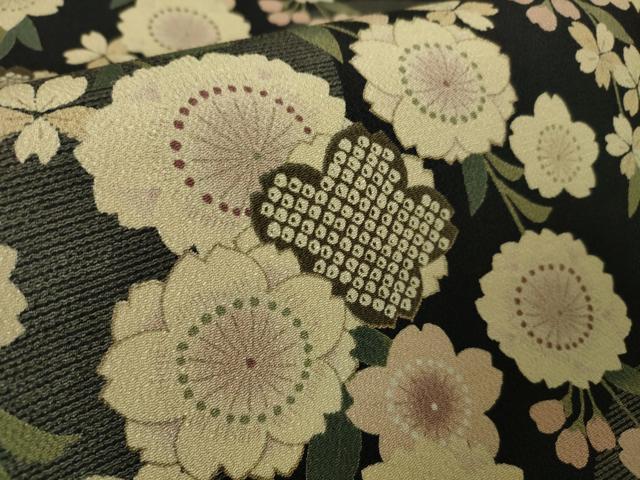 平和屋本店■極上 九寸名古屋帯 枝垂れ桜 紫黒色地 鬼しぼ縮緬 逸品 DZAA4818kh5