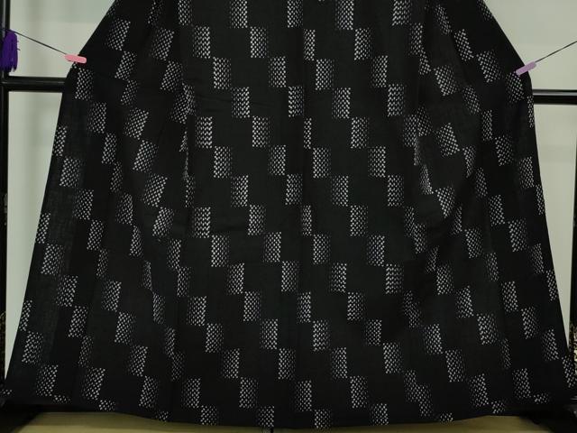 平和屋本店▽極上 綿紬 単衣 斜線文 綿 黒地 逸品 DZAA4859kh5