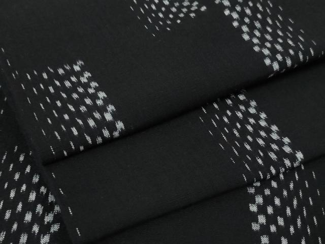 平和屋本店▽極上 綿紬 単衣 斜線文 綿 黒地 逸品 DZAA4859kh5