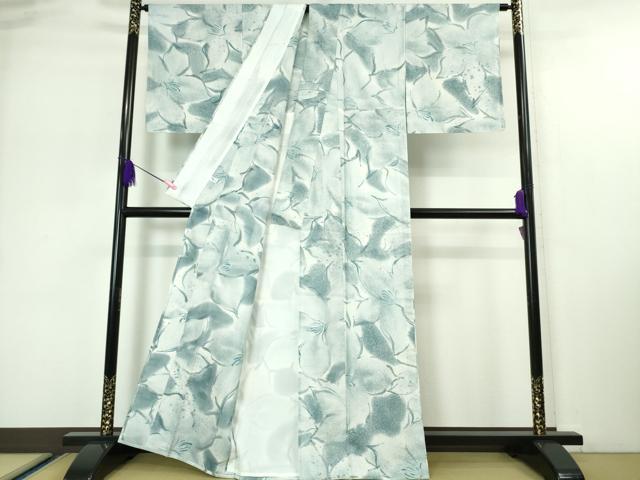 平和屋本店*極上 夏物 石川県指定無形文化財 夏牛首紬 白山工房 手織り 花 証紙付き 逸品 未使用 DZAA4873kh5