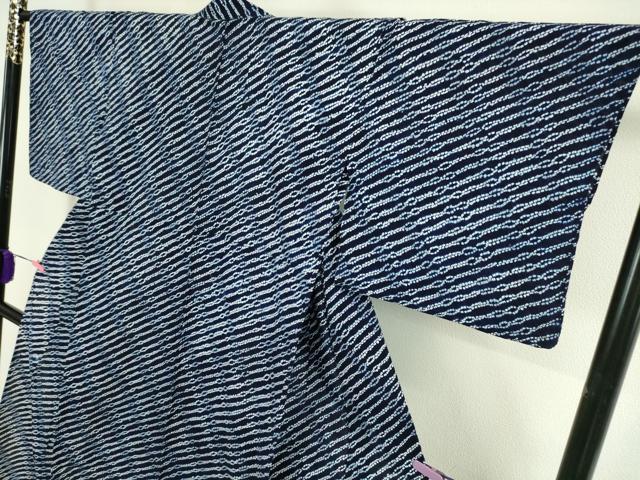 平和屋本店■極上 夏物 浴衣 有松鳴海絞り 斜線文 綿 逸品 DZAA4908kh5