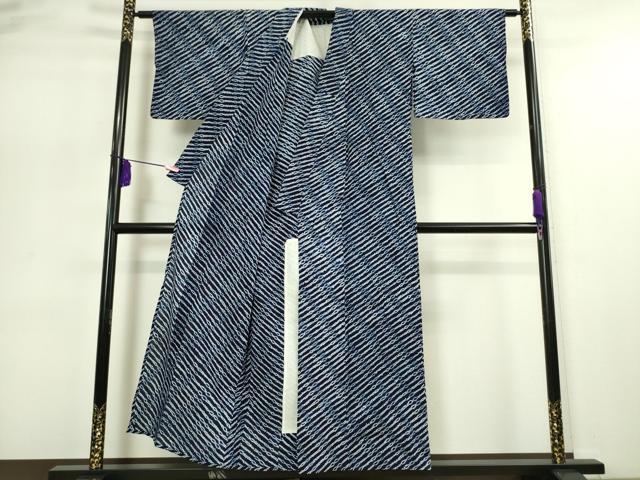 平和屋本店■極上 夏物 浴衣 有松鳴海絞り 斜線文 綿 逸品 DZAA4908kh5