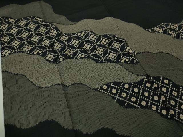 平和屋本店●極上 青山みとも 訪問着 紬地 道長文 黒地 たとう紙付き 逸品 DZAA4916kh5