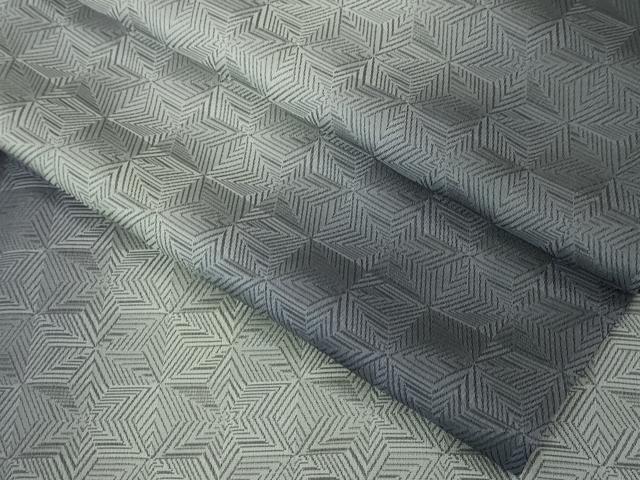 平和屋本店▽極上 お召 単衣 麻の葉間道 逸品 DZAA4920kh5
