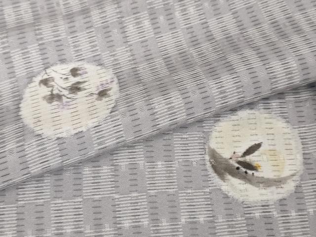 平和屋本店■極上 夏物 小紋 花織 紋絽 手描き 蛍 蜻蛉 草花 逸品 DZAA4929kh5