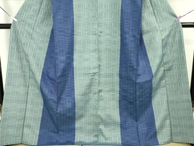 平和屋本店●超希少 日本工芸会正会員 秋山眞和 綾の手紬 手織 本藍染 首里 ロートン織 道屯織 両段織 片縞 色紙付き 逸品 DZAA4948kh5
