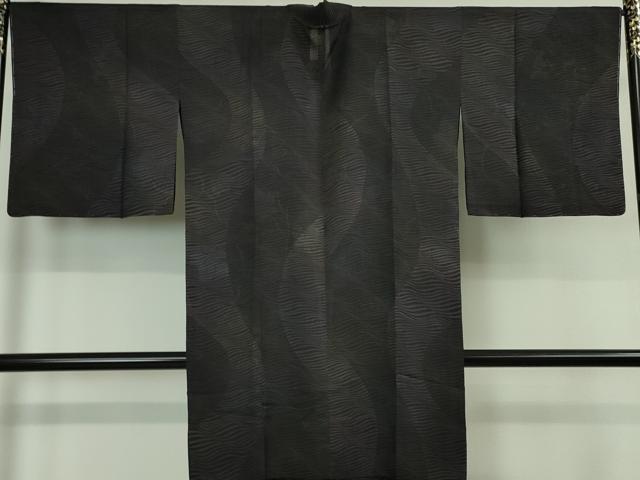 平和屋本店▽極上 道中着 スリーシーズン 春夏秋 塵除け ロング丈 蔦の葉紋紗 黒紅色地 逸品 未使用 DZAA4954kh5