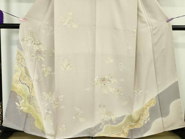 平和屋本店●極上 創業460年・千總 訪問着 刺繍 吉祥花文 薄梅鼠色地 金彩 松坂屋扱い 逸品 未使用 DZAA4958kh5