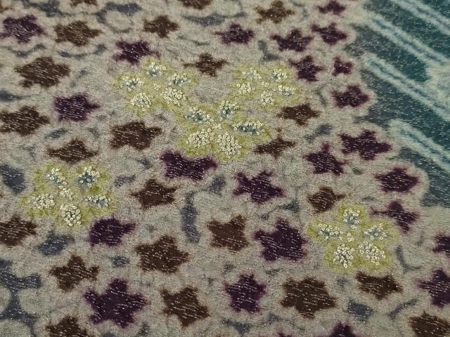 平和屋本店●極上 中国三大刺繍 相良刺繍 訪問着 おぼろ染め 襲絞り 舞花文 金糸 金通し地 逸品 DZAA4961kh5