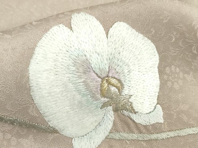 平和屋本店●極上 京の名門 じゅらく謹製 帝王紫 蘇州刺繍 訪問着 総刺繍 胡蝶蘭 雪輪 暈し染め 金銀糸 反端付き 逸品 未使用 DZAA4962kh5