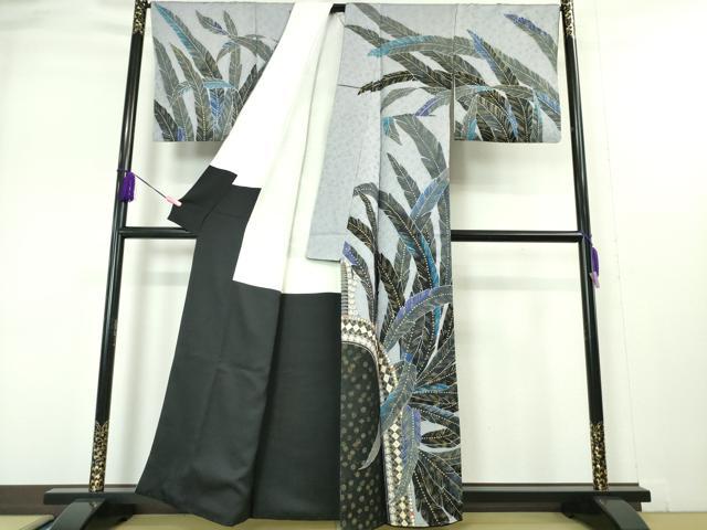 平和屋本店■極上 染織工芸はまや 京都手描友禅作家 濱屋修一郎 訪問着 羊歯 金彩 金通し地 逸品 DZAA4964kh5