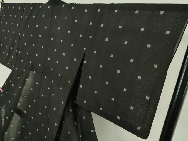 平和屋本店*極上 夏物 銀座もとじ 紗紬 色紙文 黒地 逸品 DZAA4979kh5