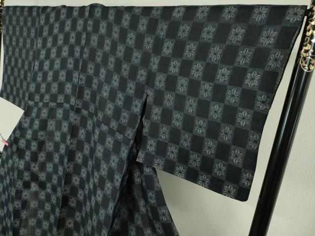 平和屋本店*極上 夏物 重要無形文化財 本場宮古上布 苧麻 市松 麻の葉 逸品 DZAA4981kh5