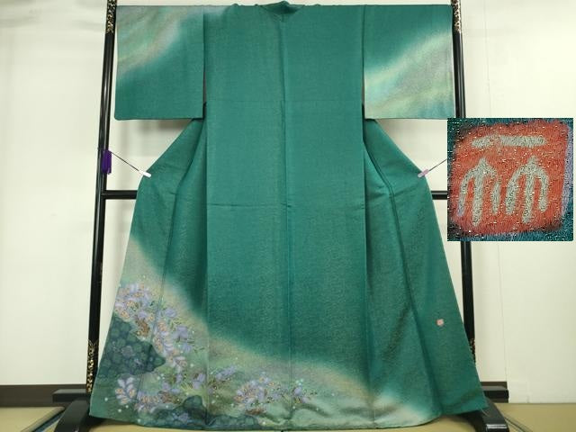 平和屋本店●極上 久保田一竹 幻の辻が花 訪問着 暈し染め 金通し地 逸品 DZAA4993kh5