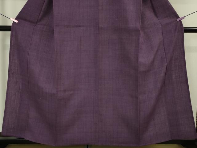 平和屋本店■極上 浦野理一 経節紬 色無地 単衣 葡萄色 逸品 DZAA5001kh5