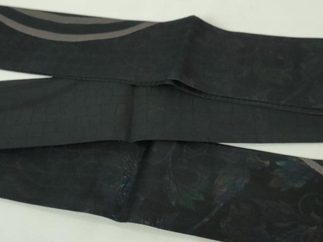 平和屋本店■極上 男性 角帯 花唐草文 黒地 銀糸 反端付き 逸品 DZAA5005kh5