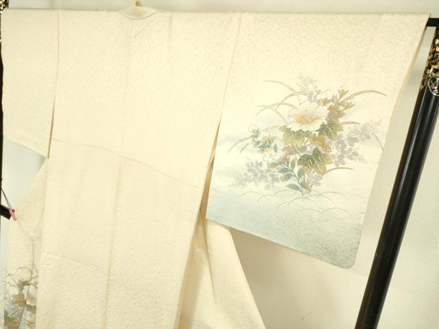 平和屋本店●極上 金彩友禅 卓越技能者・名工・和田光正 訪問着 吉祥花文 暈し染め 薄卵色地 金銀彩 まるやま扱い 逸品 DZAA5009kh5