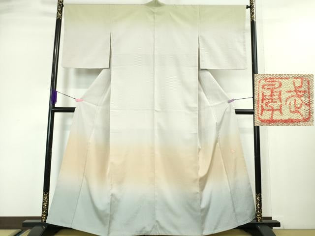 平和屋本店●極上 伝統工芸士 曽根武勇 訪問着 お召地 菱地紋 暈し染め 大丸扱い 逸品 DZAA5011kh5
