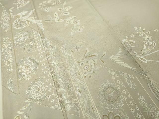 平和屋本店●極上 山口美術織物 皇室 伊勢神宮御用 西陣織 訪問着 総刺繍 正倉院花唐草文 灰桜色地 金銀糸 逸品 未使用 DZAA5012kh5