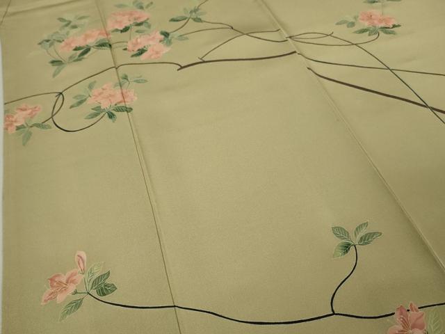 平和屋本店●極上 加賀友禅の巨匠 初代 由水十久 訪問着 草花文 枯色地 逸品 DZAA5045kh6