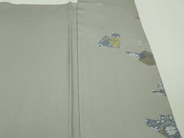 平和屋本店●極上 創業460年・千總 訪問着 刺繍 名物裂切嵌花鳥文 錫色地 金糸 高島屋扱い 逸品 DZAA5046kh5