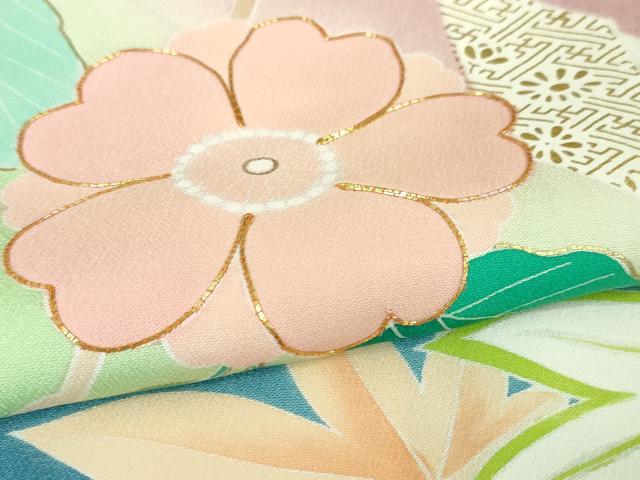 平和屋本店●極上 創業460年・千總 振袖 駒刺繍 枝垂れ吉祥花文 暈し染め 金彩 三越扱い 逸品 DZAA5047kh5