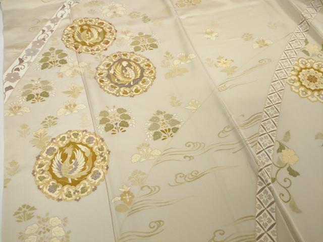 平和屋本店■極上 創業460年・千總 訪問着 駒刺繍 正倉院鳳凰花文 薄い灰梅色地 金彩 三越扱い 逸品 未使用 DZAA5052kh5