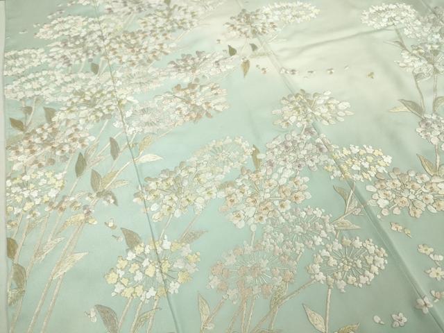 平和屋本店●極上 訪問着 総刺繍 紫陽花 暈し染め 金糸 反端付き 逸品 未使用 DZAA5070kh6