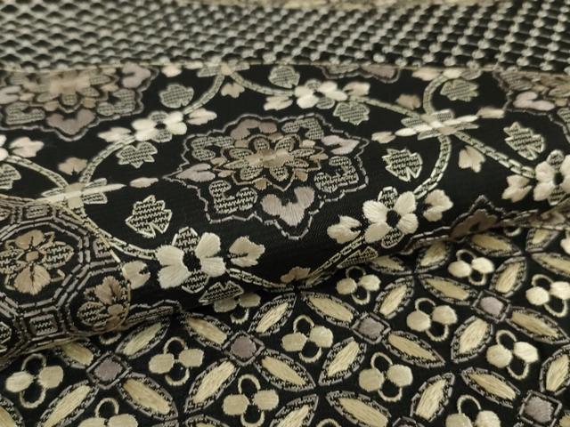 平和屋本店●極上 中国三大刺繍 スワトウ刺繍 総刺繍 本場縞大島紬 訪問着 黒地 上代380万 堀之内織物謹製 証紙付 逸品 未使用 DZAA5071kh5