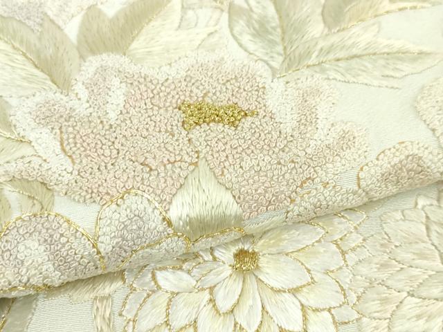平和屋本店●極上 中国三大刺繍 相良刺繍 総刺繍 訪問着 作家物 吉祥花文 暈し染め 金糸 反端付き 逸品 未使用 DZAA5074kh6