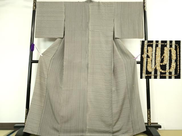 平和屋本店●極上 池田重子コレクション 訪問着 片身替わり 縦縞 横縞 黒地 逸品 DZAA5087kh6