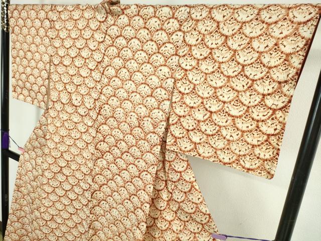 平和屋本店●極上 岩手の匠 草紫堂 南部絞り 茜染 綿 青海波 逸品 DZAA5094kh5