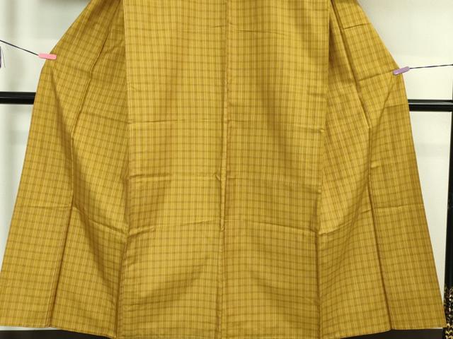 平和屋本店▽極上 本場黄八丈 まるまなこ 綾織 紬 単衣 格子 逸品 DZAA5097kh5
