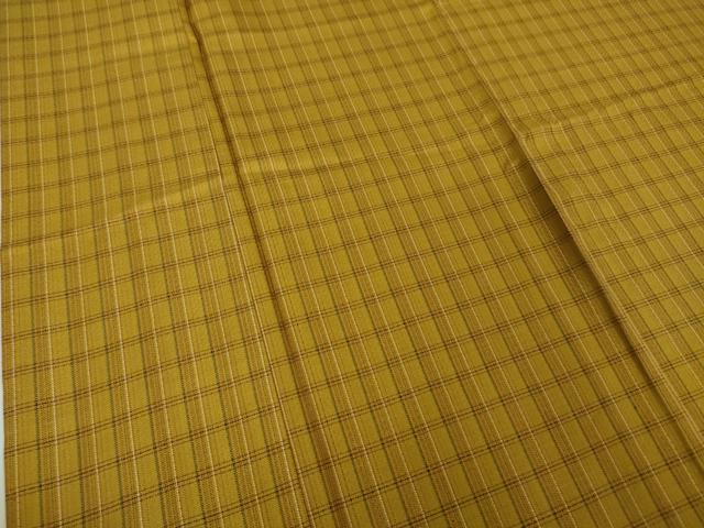 平和屋本店▽極上 本場黄八丈 まるまなこ 綾織 紬 単衣 格子 逸品 DZAA5097kh5