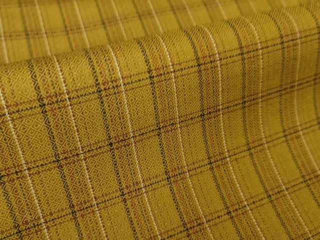 平和屋本店▽極上 本場黄八丈 まるまなこ 綾織 紬 単衣 格子 逸品 DZAA5097kh5