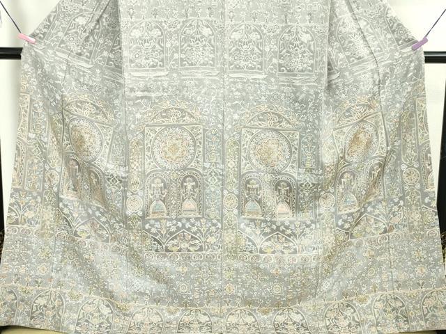 平和屋本店●極上 訪問着 天目織 刺繍 正倉院人物花文 金糸 ロング丈 逸品 DZAA5100kh5